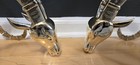 Vintage Pair Of 2  Ibex Antelope Ram Head Brass Bookends