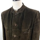 Leather Janker Mens Size 26 Brown Embroidered Vintage Handmade Trachten Jacket Coat