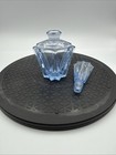 Blue Glass Perfume Bottle With Faceted Stopper And Starburst Detail Vintage
