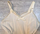 Vintage 1950s Girls Ivory Full Slip Tiered Lace Petticoat Crinoline - Size 6x