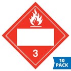 Class 3 Flammable Liquid Placard 10-pk   10 75 x10 75  Removable Adhesive Vinyl
