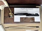 1970s Cross Classic Century 10k Gold Desk Set Ballpoint Pen Walnut Base Boxed
