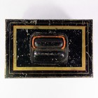 Antique Vintage Black Gold Painted Toleware Metal Bankers Cash Document Box