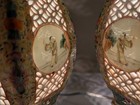 Antique  c 1890s  Pair Chinese Famille Rose Reticulated Porcelain Lanterns  11   