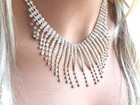Clear Crystal Stones Set In Silver Plating Embellished Necklace Earrings Evening