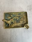 Vintage Virginia Metalcrafters Irish Setter Dogs Brass Desk Ash Tray 5x3 