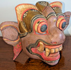 Vintage Balinese Bali Wood Carved Hanuman Mask Polychrome Barong Mask