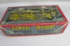 Yone Japan Mechanical Wind-up  Mystery Novelty Coffin Bank Skeleton Working