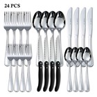 24-pieces Silverware Set  With Steak Knives  Stainless Steel Service For 4