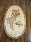 Wooden Owl Wall Hanging Hand Carved Flat Art Decor Plaque Rustic Vintage
