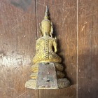 Antique Southeast Asian Seated Buddha Statue Bronze Gold Ornate Gold Detailing