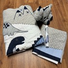 Lambs   Ivy Dinosaur 3 Piece Crib Set  Quilt  Skirt  Stuffed Animal Baby Boy
