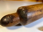 Antique Primitive Wooden Rolling Pin W  Iron Rod Hand Made Frontier C  1840   1870