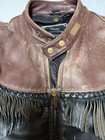 Vtg Harley Davidson Willie G Womens Leather Biker Jacket 2 Tone Fringe Sz 42