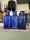 Set Of 3 Everlasting Black Dye Baltimore Md Emb Pretty Cobalt Blue Bottles 1920s