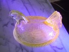 Green Vaseline Uranium Glass Hen On A Nest