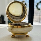 Vintage Pakistan Onyx Hinged Trinket jewelry Box   Original Tag   Made In Italy