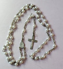Tiny Vintage Rosary With Faux Pearls And Metal