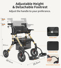 Transport-wheelchair-lightweight-foldable  2 In 1 Rolling Walker Chair-used