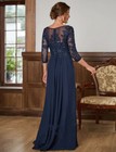 Scoop Neck Chiffon Mother Of The Bride Dress Half Sleeves Appliques Prom Gowns