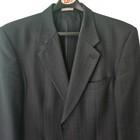 Yves Saint Laurent Mens Navy Pinstripe Worsted Wool Blazer Jacket Made In Canada