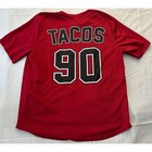 Marvel Deadpool Baseball Jersey Red Tacos 90 Button Up Mesh Shirt Mens Large