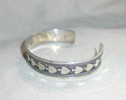 Vtg Native American Sterling Silver Stamped Heart Cuff Bracelet 8  16g