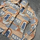 Vintage 70s Disco Shirt Womens 7 8 Fits M Brown Floral Retro Point Dagger Collar