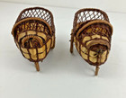 Vintage Set Of 2 Wicker Rattan Doll Rocking Cradle Crib Planter Basket