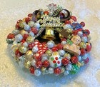 Vintage Miniature Dollhouse Christmas Wreath 3    Red Gold Nutcracker Bell Deer 