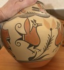 Vintage Zia Pueblo Polychrome Jar Thunderbird Turtle Lid 11 5  Elizabeth Medina