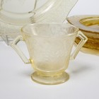 Vintage Yellow Embossed Depression Glass Filigree Mixed Lot Plates Cups 14 Pc