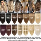 Women One Piece Real Clip In Remy Human Hair Extensions Full Head Straight Ombre