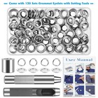 120 Sets Grommet Tool Kit 1 2 Inch  Cridoz Silver 12 7mm Inside Diameter