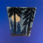 Vtg Latch Hook Rug Wall Hanging Moon And  Trees Mcm Decor Mod Large Retro Blue
