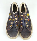 Original Vtg 1970s Sears Kids Sneaker Shoe Denim Peace Love Unique Prop Decor