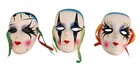 Ceramic Venetian Mardi Gras Wall Masks With Ribbon Accents Set Of 3