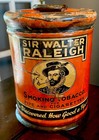 Vintage Early Brown   Williamson - Sir Walter Raleigh Large Tobacco Tin W key