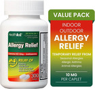 Healtha2z   Allergy Relief   Cetirizine 10mg   All Day 300 Count  pack Of 1 