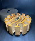 Vtg Wooden Poker Chip Carousel Caddy   Card Holder Rotating Brass Handle 12 Slot