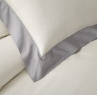 3pc Duvet Cover Bedding Set     Cotton With Applique   Hemstitch Design - Gray