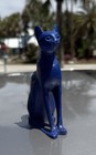 Bastet Cat Statue In Deep Blue Figurine Ancient Egyptian Goddess Of Protectionbc