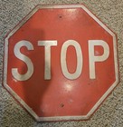 Vintage 50 s 60 s Stop Sign heavy Stamped Embossed Steel Metal Street Sign 24x24