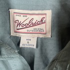 Woolrich Mens L Green Button Up Shirt Long Sleeve 100  Cotton Cn Rail Logo