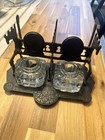 Antique Victorian Eastlake Cast Iron Double Inkwell Excellent Condition No Ink