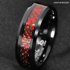 8 6mm Black Tungsten Ring Red Celtic Dragon Black Carbon Fiber Ring Atop Jewelry