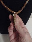 Natural Beaded Necklace W  925 Sterling Silver   Natural Agate Pendant 