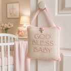Gund Baby God Bless Baby Hanging Pillow Pink Nursery Keepsake Cross Decor Gift