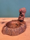 Vintage Syroco Wood Ashtray W  Indian Chief Tobacciana Travel Souvenir 1950s