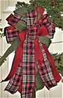 10   Red  Black   Green Plaid Wired Bow For Door Wreath Swag Mail   113 Rb